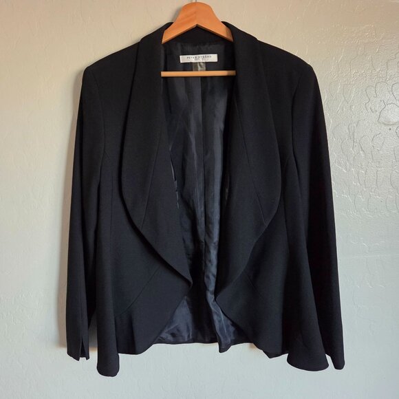 Peter Nygard Open Front Blazer Jacket Black Size Women's 14 Petite Career Office - Picture 1 of 9